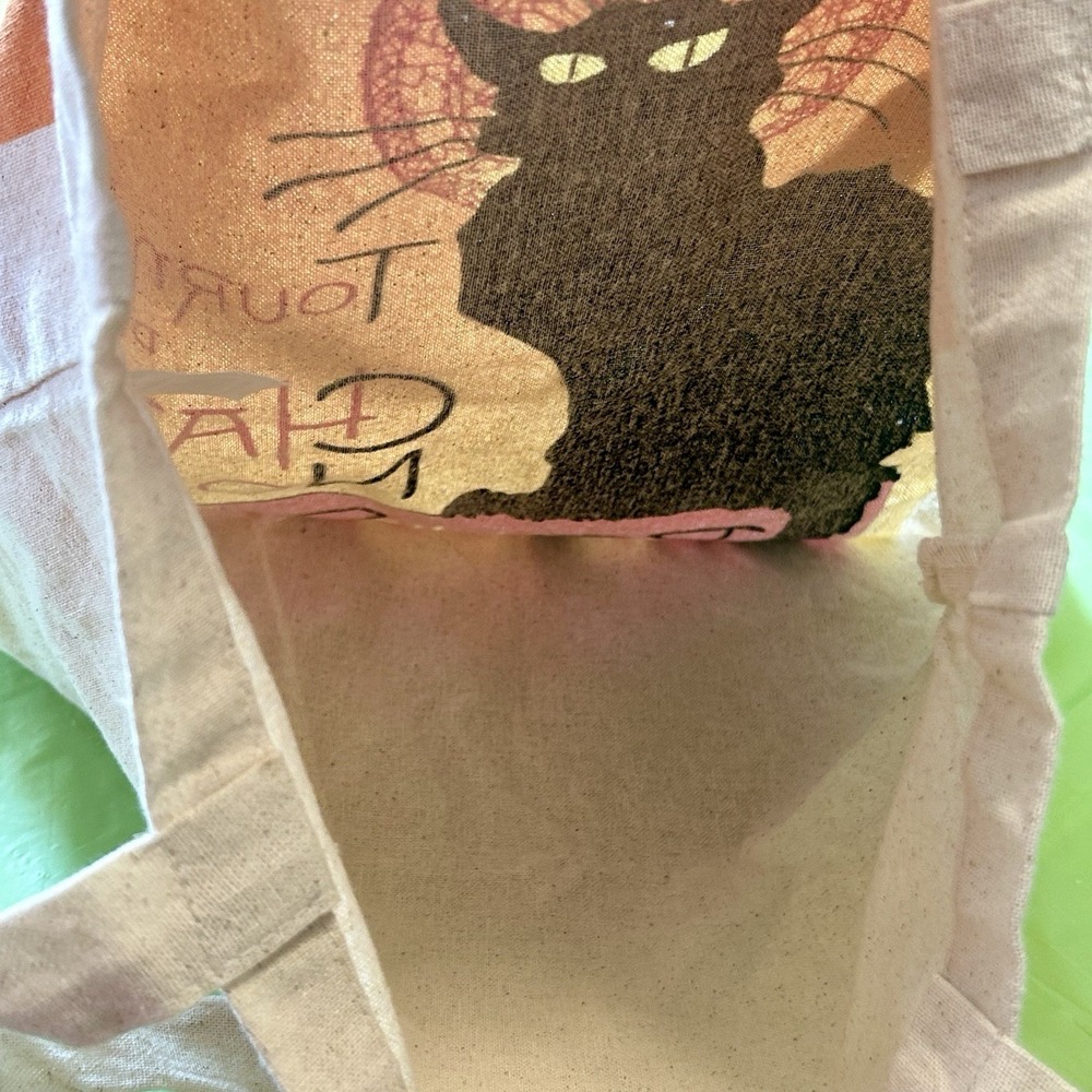 Black Cat Tote Bag Tournée du Chat Noir Steinlen Cotton Canvas Halloween French - Picture 2 of 8